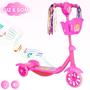 Imagem de Patinete Infantil 3 Rodas com Led Som e Cesta Menino Menina