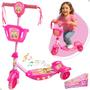 Patinete Infantil 3 Rodas Menina Ajustável Até 35kg Luz Som - DM Toys Imagem de Patinete Infantil 3 Rodas Menina Ajustável Até 35kg Luz Som