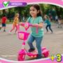 Patinete Infantil 3 Rodas Menina Ajustável Até 35kg Luz Som - DM Toys Imagem de Patinete Infantil 3 Rodas Menina Ajustável Até 35kg Luz Som