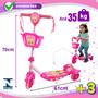 Patinete Infantil 3 Rodas Menina Ajustável Até 35kg Luz Som - DM Toys Imagem de Patinete Infantil 3 Rodas Menina Ajustável Até 35kg Luz Som