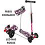 Imagem de Patinete Infantil 3 Rodas Menina Radical Led Unitoys Rosa