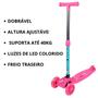 Imagem de Patinete Infantil 3 Rodinhas Roda Luz Led Freio Ajustável Azul Rosa Reforçado