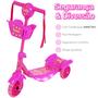 Imagem de Patinete Infantil Luz De Led 3 Rodas Cesto Música Rosa Azul