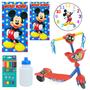 Imagem de Patinete Infantil Mickey Mouse Kit Toalha Relogio Garrafinha