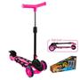 Imagem de Patinete Infantil Rosa Menina 3 Rodas Dobrável + Kit Proteção