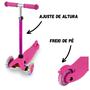 Imagem de Patinete Rosa Rodas de LED Infantil Altura Ajustável 3 Rodas - Cardoso Toys