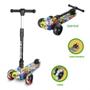 Imagem de Patinete Scooter Infantil Tunado Grafite Dobrável Com Luz Led 3 Rodas Para Até 50kg Meninos Meninas Guidão Regulável