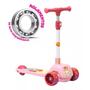 Imagem de Patinete Urso Fofo Rosa Luz Led Dobravel Ajustável Até 50kg