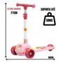 Imagem de Patinete Urso Fofo Rosa Luz Led Dobravel Ajustável Até 50kg