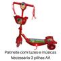 Imagem de Patinete Vermelho Infantil Menina Princesa 3 Rodas Musical