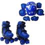 Imagem de Patins 4 Rodas Azul Com Kit de Proteção Elite Tamanho:32/35