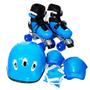 Imagem de Patins 4 Rodas Roller Azul Kit Proteção M BW-017AZ Importway