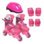 Imagem de Patins Ajustável 3 Rodas Barbie 29/32 Com Kit Proteção 77855