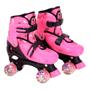 Imagem de Patins Ajustável Infantil Com Led Com Proteção Rosa Menina - Dm Toys