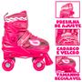 Imagem de Patins Com Proteção E Ajuste Infantil 30 - 41 Meninas Rosa Com Luz Led E Freio - Fenix Brinquedos