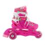 Imagem de Patins de Regulagem 28/31 Rosa Infantil Menina C/ Kit Proteção Capacete