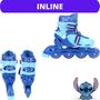 Imagem de Patins do Stitch Disney Original Triline 4 Rodas de Gel Menino Tam 32 ao 35 + Kit Proteção completo