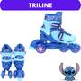 Imagem de Patins do Stitch Disney Original Triline 4 Rodas de Gel Menino Tam 32 ao 35 + Kit Proteção completo