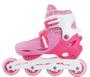 Imagem de Patins infantil 4 Rodas IN LINE com Kit Proteção Tamanho 36-39 ROSA Brink com capacete luvas joelheiras e cotoveleiras