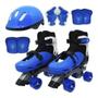 Imagem de Patins Infantil Adulto Importway Roller Ajustável 31/34 Com Kit De Proteção Azul