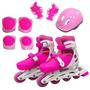 Imagem de Patins Infantil Adulto  In Line 4 Rodas Importway Ajustável 35 ao 38 Rosa