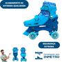 Imagem de Patins Infantil Azul 4 Rodas de Gel com LED Quad Roller Tam. Ajustável 35 ao 38