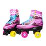 Imagem de Patins infantil juvenil meninas 4 rodas roller classico rosa com kit protecao tamanho 38/39
