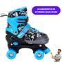 Imagem de Patins Infantil Menino Masculino Azul e Preto Quad Roller C/ Proteção Tam. Ajustável do 30 ao 33