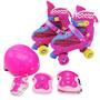 Imagem de Patins Infantil Quad 4 Rodas Com Kit Proteção Rosa - Unitoys