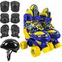 Imagem de Patins Infantil Quad Ajustavel Azul Amarelo + Acessórios De Proteção - Zippy Toys