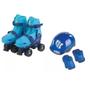 Imagem de Patins Infantil Roller 4 Rodas Azul Kit Proteção 34 Ao 37