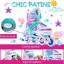 Imagem de Patins Infantil Roller Inline Ajustável Com Led E Proteção Criança  Menor Preço