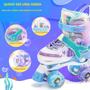 Imagem de Patins Infantil Sereia Ajustável + Kit Proteção Rodas Em Led