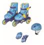 Imagem de Patins Infantil Tri-line 26 29 Ajustável Com Kit De Segurança Azul Fenix