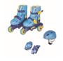 Imagem de Patins Infantil Tri-line 30 33 Ajustável Com Kit De Segurança Azul Fenix