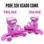 Imagem de Patins Infantil Triline e Inline 2 em 1 com Trava de Segurança e Freios Rolamentado Tamanho 31/34