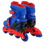 Imagem de Patins Inline Azul Uni Toys Tam Ajustável 30 ao 33 Kit de Proteção Capacete Joelheira Cotovelos