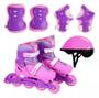 Imagem de Patins inline com Kit de Proteção 30 Ao 33 Menina Rosa Ajustável Infantil DM Toys