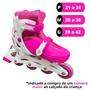 Imagem de Patins inline infantil 4 rodas rosa ajustável tam M 35-38