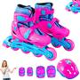 Imagem de Patins Inline + Kit Proteção Completo Infantil Tam 31 ao 34