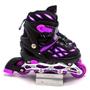 Imagem de Patins Inline Menina 37/40 Semi-Profissional Preto Com Roxo