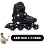 Imagem de Patins Inline Roller Ajustável Tam 38 ao 41 com 4 Rodas de Gel com LED