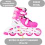 Imagem de Patins Inline Roller Com Kit Proteção Completo Infantil Ajustável Tam 39 ao 42 Quad Rosa