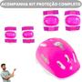 Imagem de Patins Inline Roller Com Kit Proteção Completo Infantil Ajustável Tam 39 ao 42 Quad Rosa