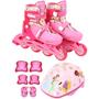 Imagem de Patins princesas 2 em 1 inline e triline 32-35 com kit de protecao bbr