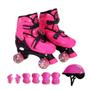 Imagem de Patins Quad Infantil Rosa Ajustável 38-41 c/ Kit Proteção