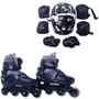 Imagem de Patins Roller De 4 Rodas Preto + Kit De Proteção Tm: 36/39