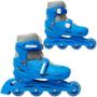 Imagem de Patins Roller In Line 4 Rodas Infantil Masculino + Acessórios Azul Tamanho 33 34 35 36 Importway