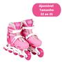 Imagem de Patins Roller Infantil Inline 4 Rodas com LED Menina Rosa Botas Alcochoadas