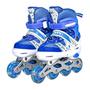 Imagem de Patins Roller Infantil Inline Azul 4 Rodas Com Ajuste 30-37  + Kit Proteção Infantil Completo - Zippy Toys